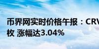 币界网实时价格午报：CRV站上0.2611美元/枚 涨幅达3.04%