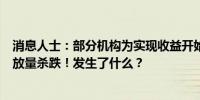 消息人士：部分机构为实现收益开始卖出大盘权重股 突发！放量杀跌！发生了什么？