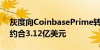 灰度向CoinbasePrime转入96,459枚ETH 约合3.12亿美元