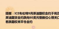 提醒：ICE布伦特9月原油期权合约于周五（7月26日）到期布伦特9月原油期货合约跌向80美元整数位心理关口当前在该价位有超过2.1万口看跌期权未平仓合约