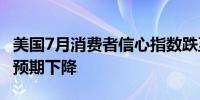 美国7月消费者信心指数跌至八个月低点 通胀预期下降