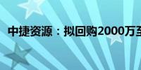 中捷资源：拟回购2000万至4000万元股份