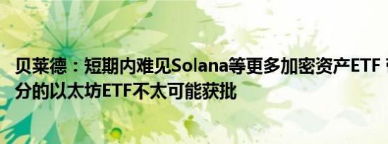 贝莱德：短期内难见Solana等更多加密资产ETF 带有质押成分的以太坊ETF不太可能获批