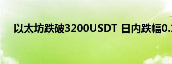 以太坊跌破3200USDT 日内跌幅0.19%