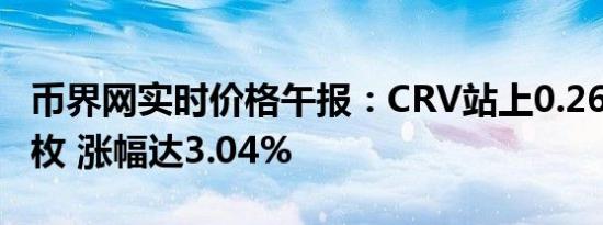 币界网实时价格午报：CRV站上0.2611美元/枚 涨幅达3.04%