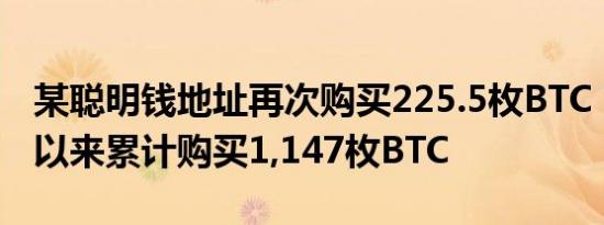 某聪明钱地址再次购买225.5枚BTC 7月17日以来累计购买1,147枚BTC