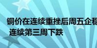 铜价在连续重挫后周五企稳 本周仍下跌约2% 连续第三周下跌