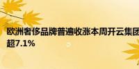 欧洲奢侈品牌普遍收涨本周开云集团跌约9.8%、博柏利累涨超7.1%