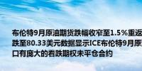 布伦特9月原油期货跌幅收窄至1.5%重返81.10美元上方美股早盘一度跌至80.33美元数据显示ICE布伦特9月原油期权在80美元整数位心理关口有庞大的看跌期权未平仓合约