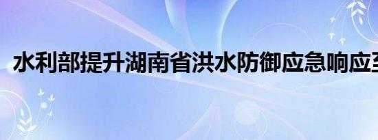 水利部提升湖南省洪水防御应急响应至Ⅲ级