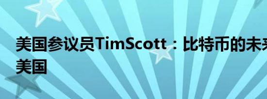 美国参议员TimScott：比特币的未来必须在美国