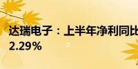 达瑞电子：上半年净利同比预增429.76%-532.29%