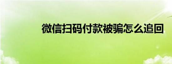 微信扫码付款被骗怎么追回