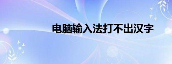 电脑输入法打不出汉字