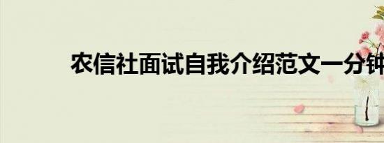 农信社面试自我介绍范文一分钟