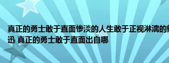 真正的勇士敢于直面惨淡的人生敢于正视淋漓的鲜血出自鲁迅 真正的勇士敢于直面出自哪