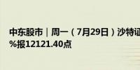 中东股市｜周一（7月29日）沙特证交所全股指数收跌0.44%报12121.40点