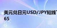 美元兑日元USD/JPY短线下挫30点现报154.65