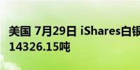 美国 7月29日 iShares白银持仓当日持仓量为14326.15吨