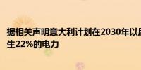 据相关声明意大利计划在2030年以后通过第四代核能发电产生22%的电力