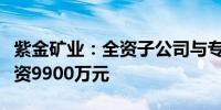 紫金矿业：全资子公司与专业投资机构共同投资9900万元