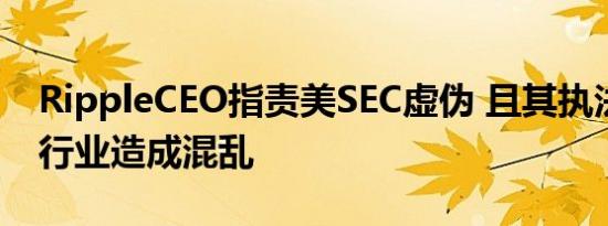 RippleCEO指责美SEC虚伪 且其执法给加密行业造成混乱