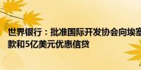 世界银行：批准国际开发协会向埃塞俄比亚提供10亿美元赠款和5亿美元优惠信贷