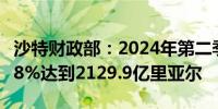 沙特财政部：2024年第二季度石油收入增长18%达到2129.9亿里亚尔