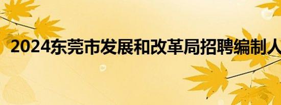 2024东莞市发展和改革局招聘编制人员3名