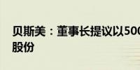 贝斯美：董事长提议以5000万元-1亿元回购股份