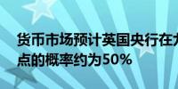 货币市场预计英国央行在九月份降息25个基点的概率约为50%