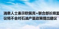 消息人士表示欧佩克+联合部长级监督委员会（JMMC）会议将不会对石油产量政策提出建议