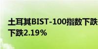 土耳其BIST-100指数下跌1.65%银行业指数下跌2.19%