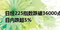 日经225指数跌破36000点为今年2月来首次日内跌超5%