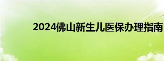 2024佛山新生儿医保办理指南