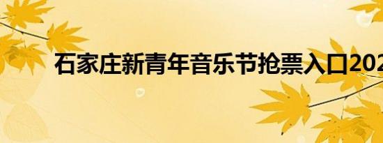 石家庄新青年音乐节抢票入口2024