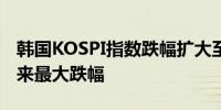 韩国KOSPI指数跌幅扩大至10%为2008年以来最大跌幅