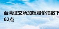 台湾证交所加权股价指数下跌4.2%至20,736.62点