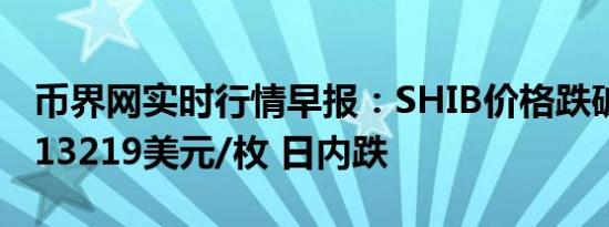 币界网实时行情早报：SHIB价格跌破0.000013219美元/枚 日内跌