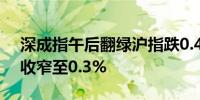 深成指午后翻绿沪指跌0.47%创业板指涨幅收窄至0.3%