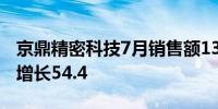 京鼎精密科技7月销售额13.8亿元新台币同比增长54.4