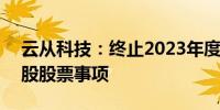 云从科技：终止2023年度向特定对象发行A股股票事项