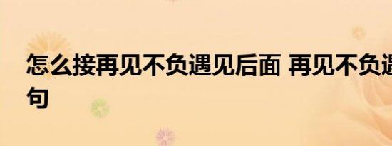 怎么接再见不负遇见后面 再见不负遇见下一句