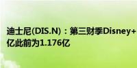 迪士尼(DIS.N)：第三财季Disney+核心订阅用户达到1.183亿此前为1.176亿