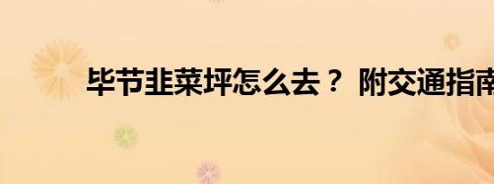 毕节韭菜坪怎么去？ 附交通指南