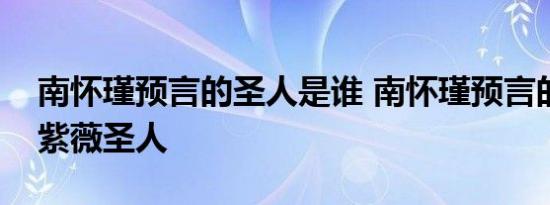 南怀瑾预言的圣人是谁 南怀瑾预言的圣人是紫薇圣人