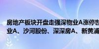 房地产板块开盘走强深物业A涨停世联行、特发服务、深振业A、沙河股份、深深房A、新黄浦等跟涨