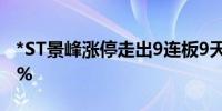 *ST景峰涨停走出9连板9天累计涨幅达56.07%