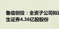 鲁信创投：全资子公司拟以11.4亿元出售民生证券4.36亿股股份