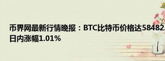 币界网最新行情晚报：BTC比特币价格达58482.7美元/枚 日内涨幅1.01%